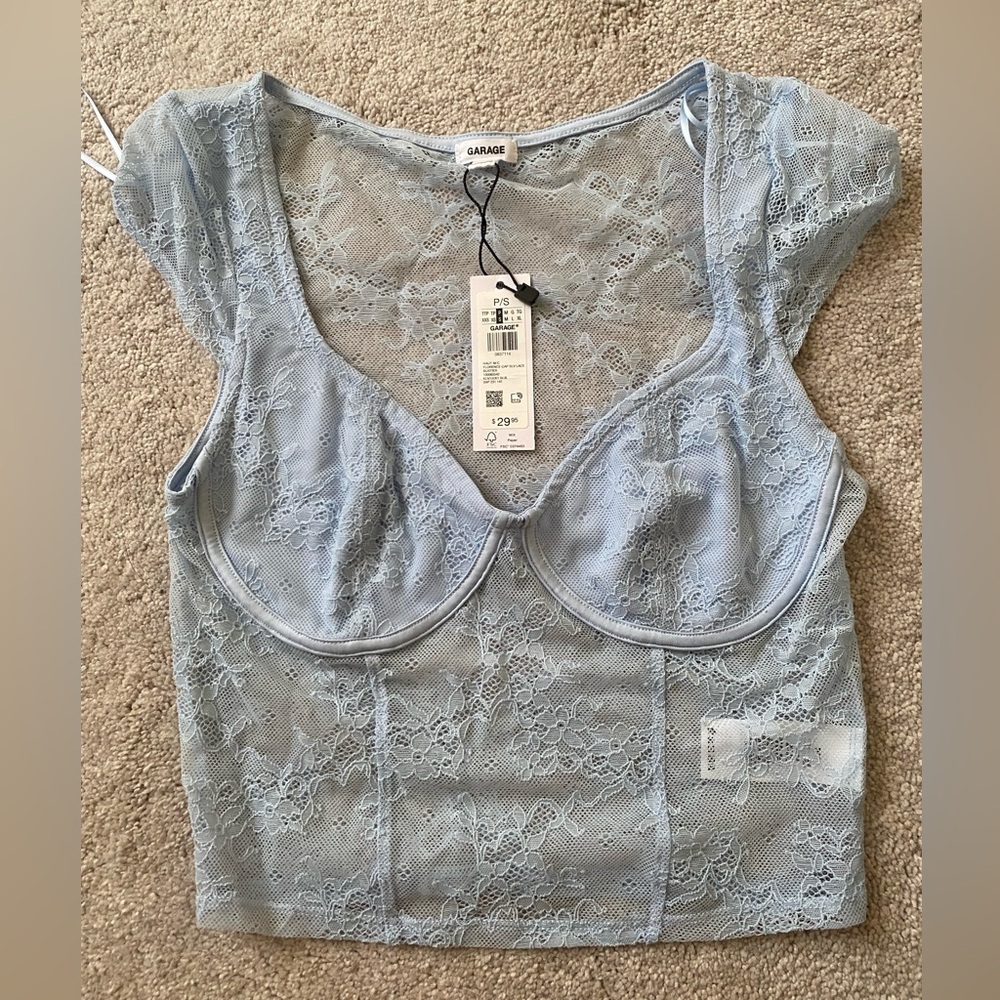 Garage Sky Blue Lace Corset Top